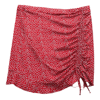 Red floral mini skirt
