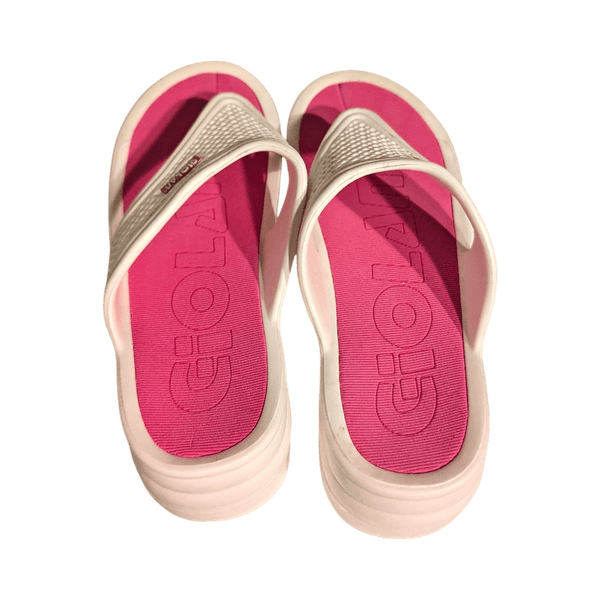 White and Pink Flip Flops