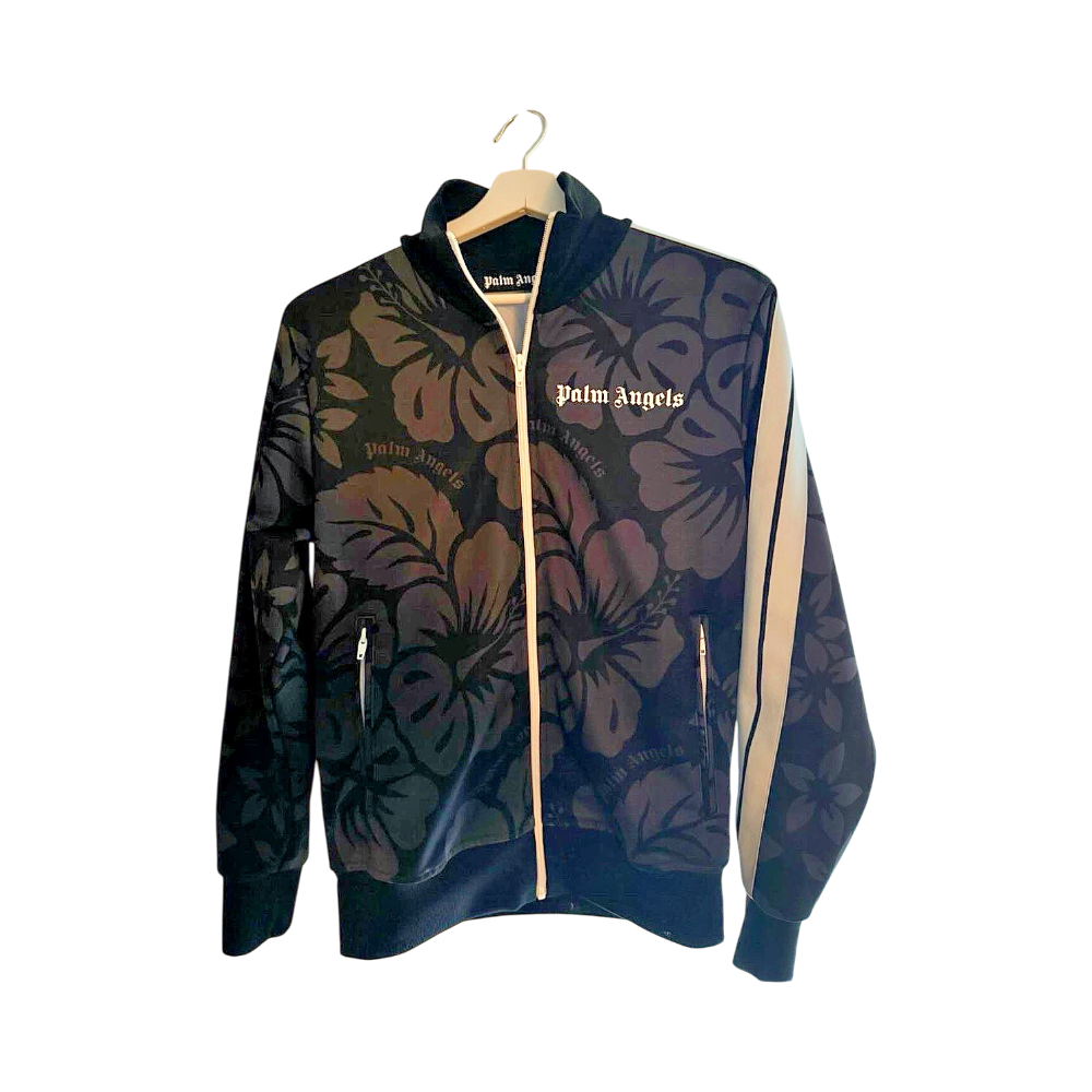 Black floral zip-up jacket