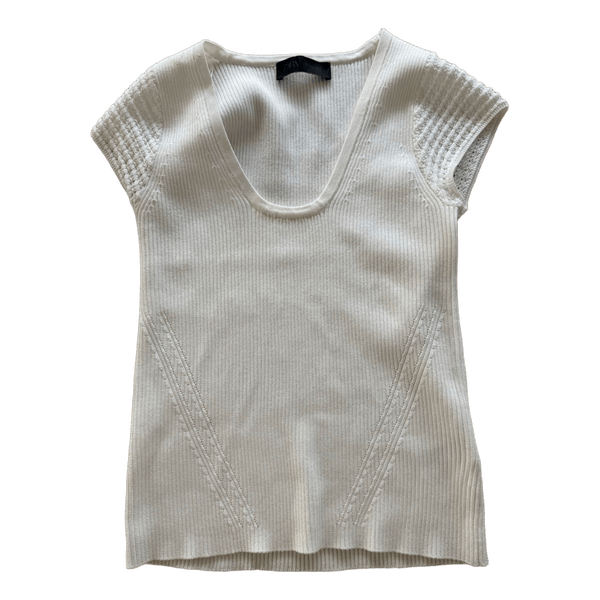 Hvid ribstrikket top Zara