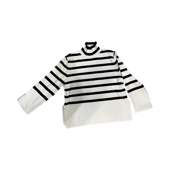 Valkoinen-mustaraitainen neule