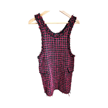 Zara Tweed Sleeveless Dress | Size 11–12 / 152 | Red & Black
