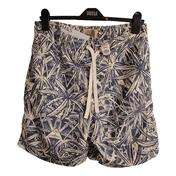 M&S North coast Blue x white plaid Cotton Mix  Short Size M , New, RRP £ 39.99