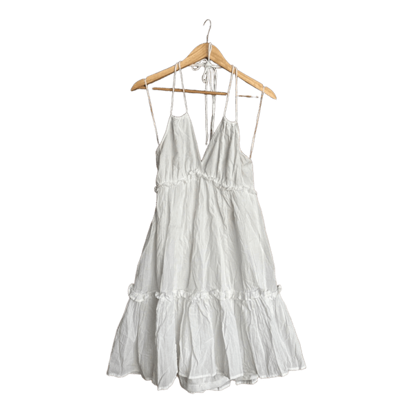 White halter mini dress