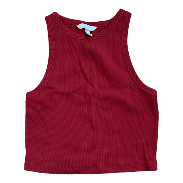 Rød ribstrikket crop top