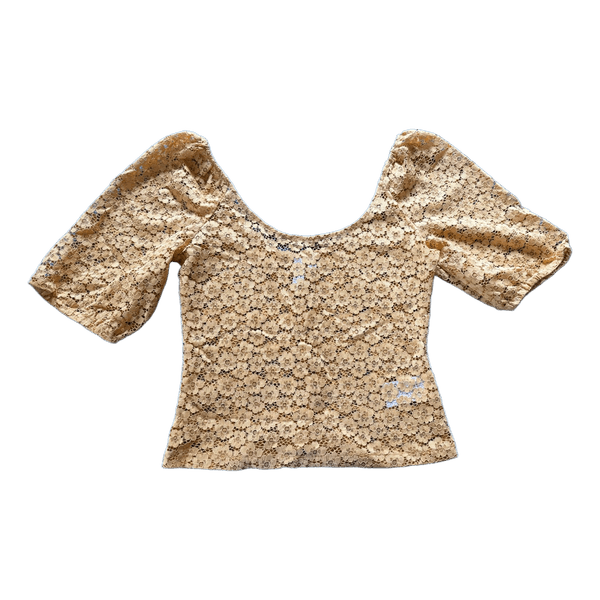 Mustard lace floral top