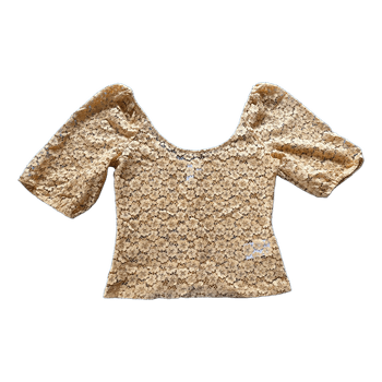 Mustard lace floral top