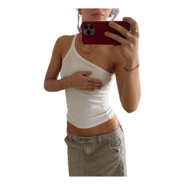 Hvid ribbet top