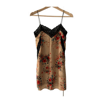Floral lace trim slip dress