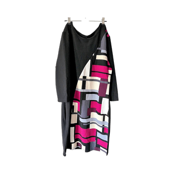 Black dress with geometric print