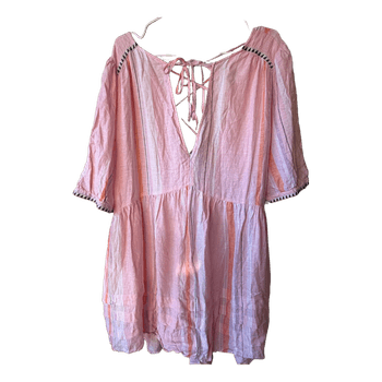 Pink stribet hørkjole