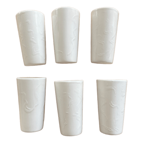 Set of white ceramic 6 cups