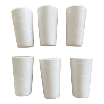 Set of white ceramic 6 cups