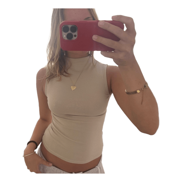 Beige højhalset top