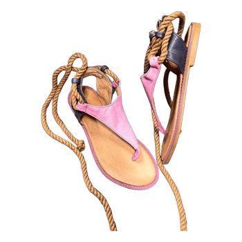 Pink leather rope sandals