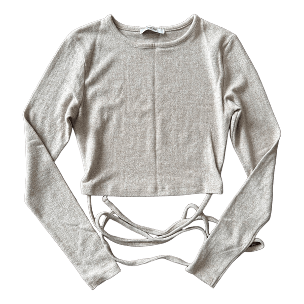 Beige tie-waist top
