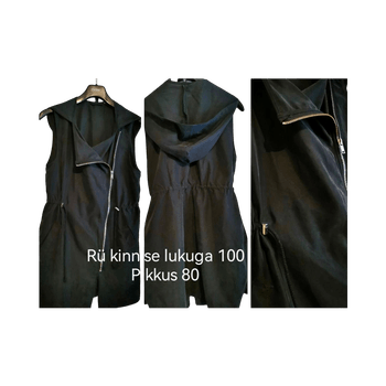 Black sleeveless hooded vest, dress,thin materjal