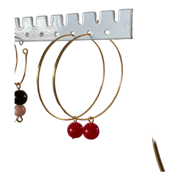 Gold hoop earrings with beads