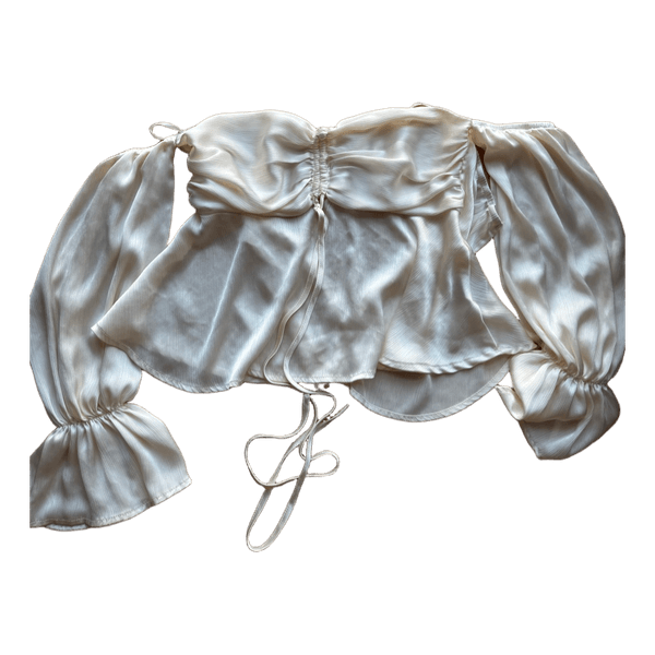 Off-shoulder beige blouse
