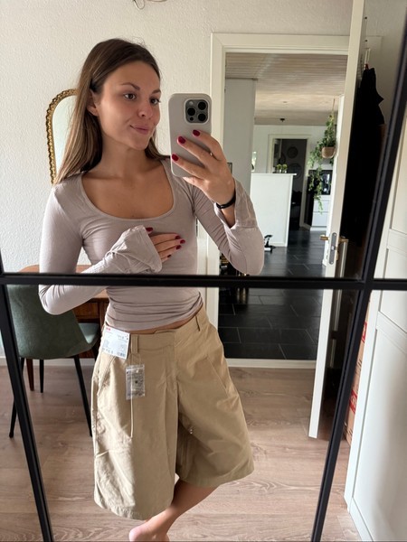 Beige long-sleeved top