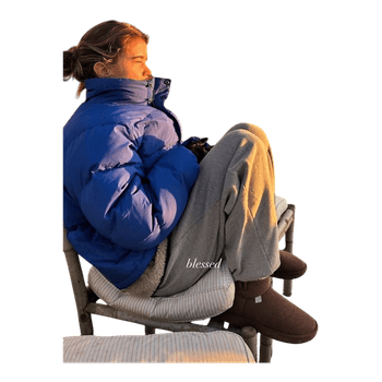 Blue puffer jacket