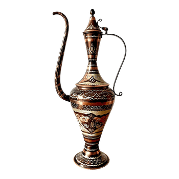 Engraved copper pitcher