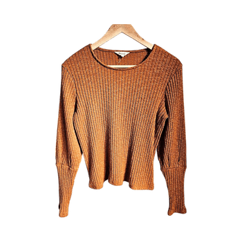 Madewell ribbed long sleeve top | size M | neutral trend