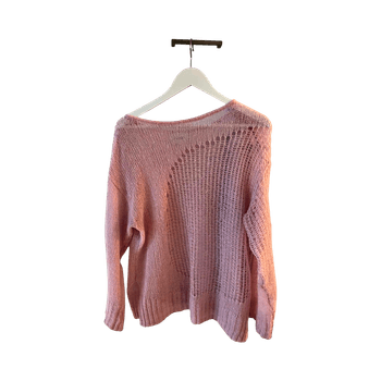 Vaaleanpunainen löysä neulepaita