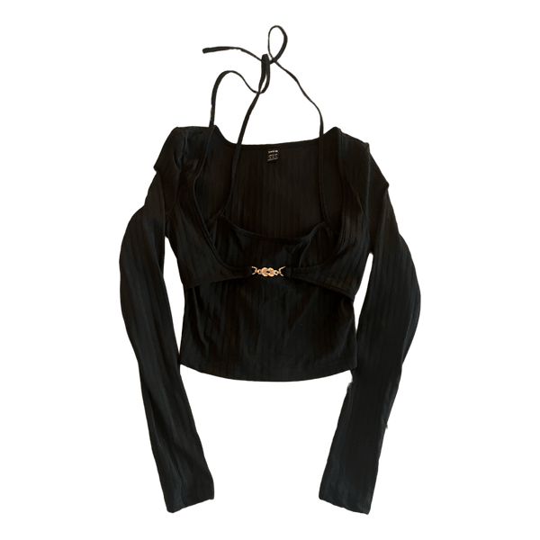 Shein black long-sleeved top