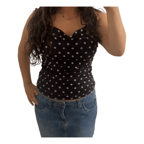 Black polka dot top