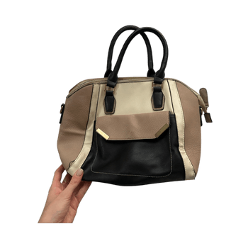 Two-tone leatherette handbag