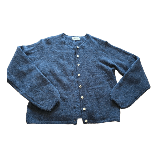 Blå strikket cardigan