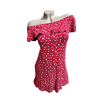 Missguided Red floral off-shoulder dress