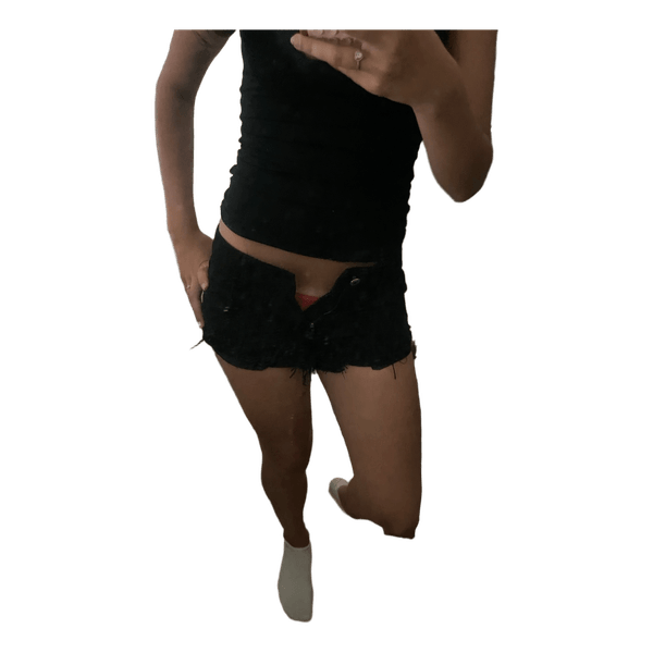 Black denim shorts