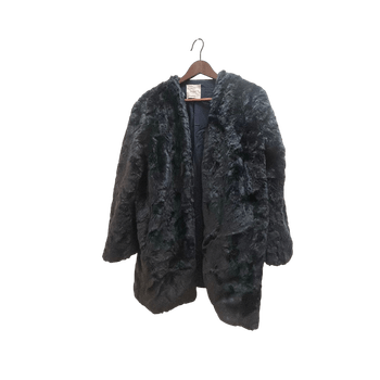 Tummansininen tekoturkistakki