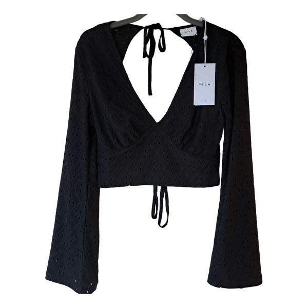 Vila black eyelet top