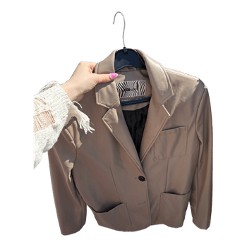 Beige faux leather blazer