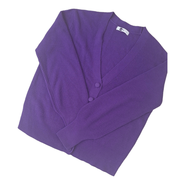 Purple ribbed knit cardigan