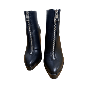 Black chunky heeled ankle boots