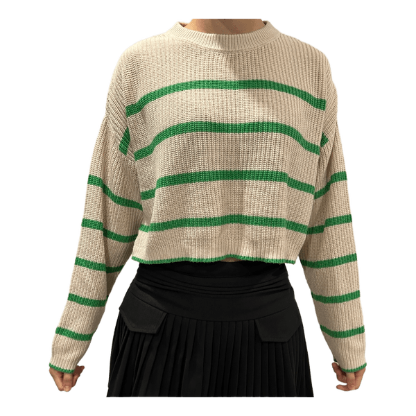 Green and white striped sweater