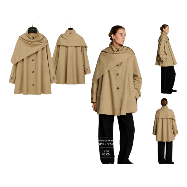 Beige trumpas trench paltokas