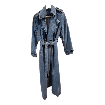 Pitkä denim trench coat, koko S