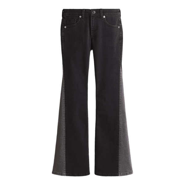 Black low waist flared panelled jeans
