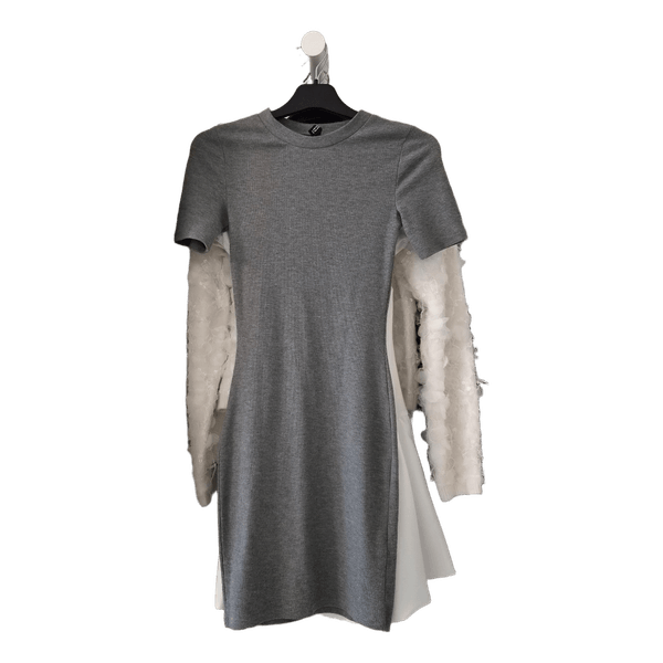 Grey ribbed mini dress