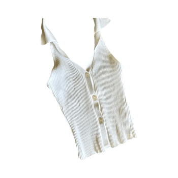 White button-up cropped tank