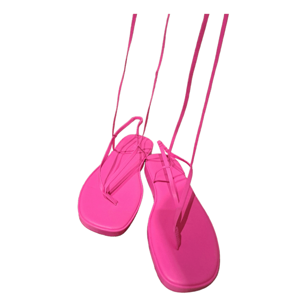 Pink lace-up sandals