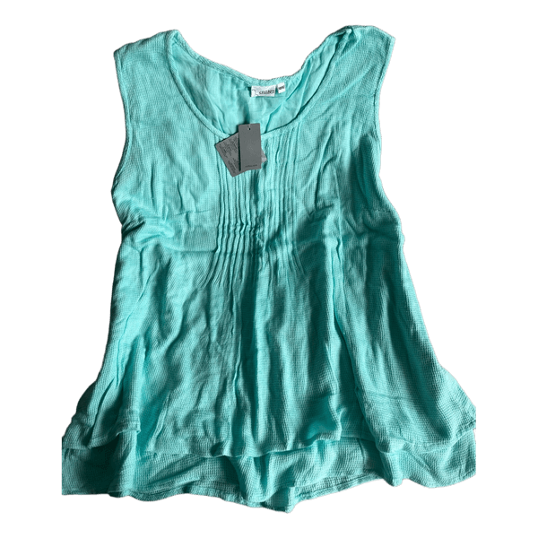 Turquoise textured sleeveless top