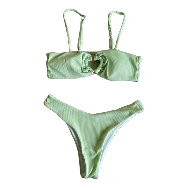 Green bikini set with skirt