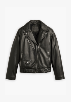 Black leather moto jacket