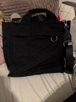 Black nylon tote bag